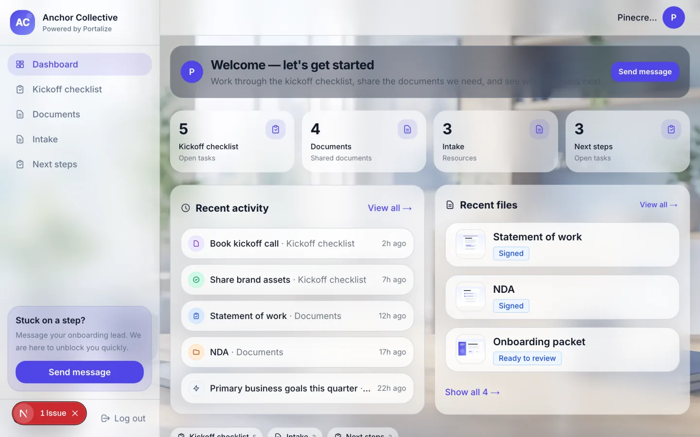 Client Onboarding Portal client portal preview