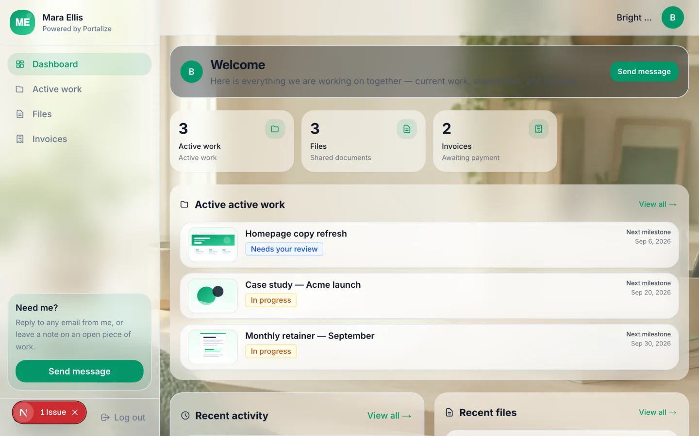 Freelancer Client Portal client portal preview