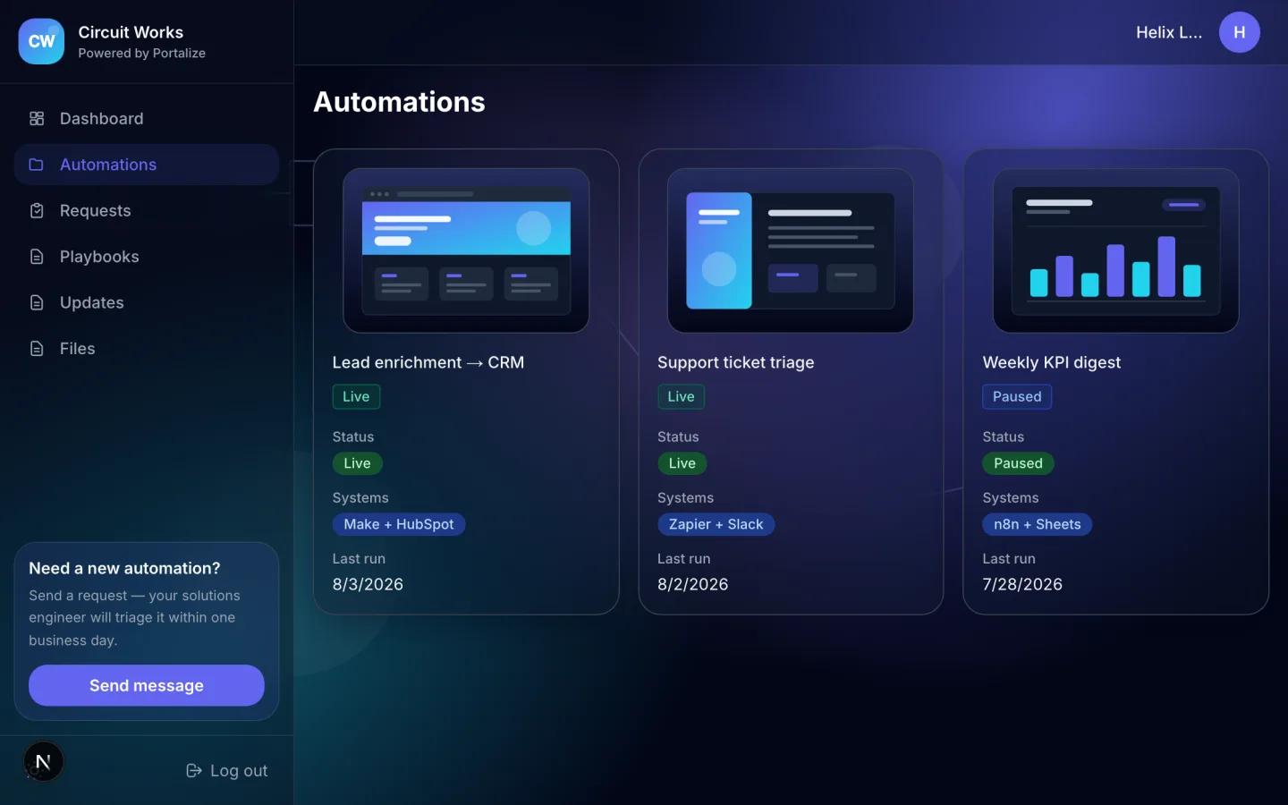 AI Automation Agency Portal client portal preview