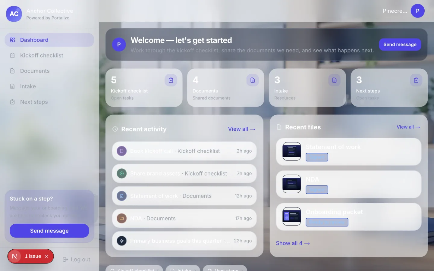 Client Onboarding Portal client portal preview