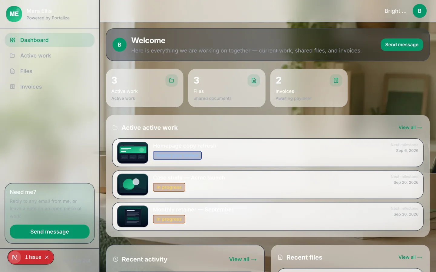 Freelancer Client Portal client portal preview