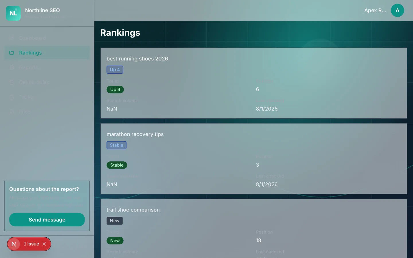 SEO Reporting Portal client portal preview