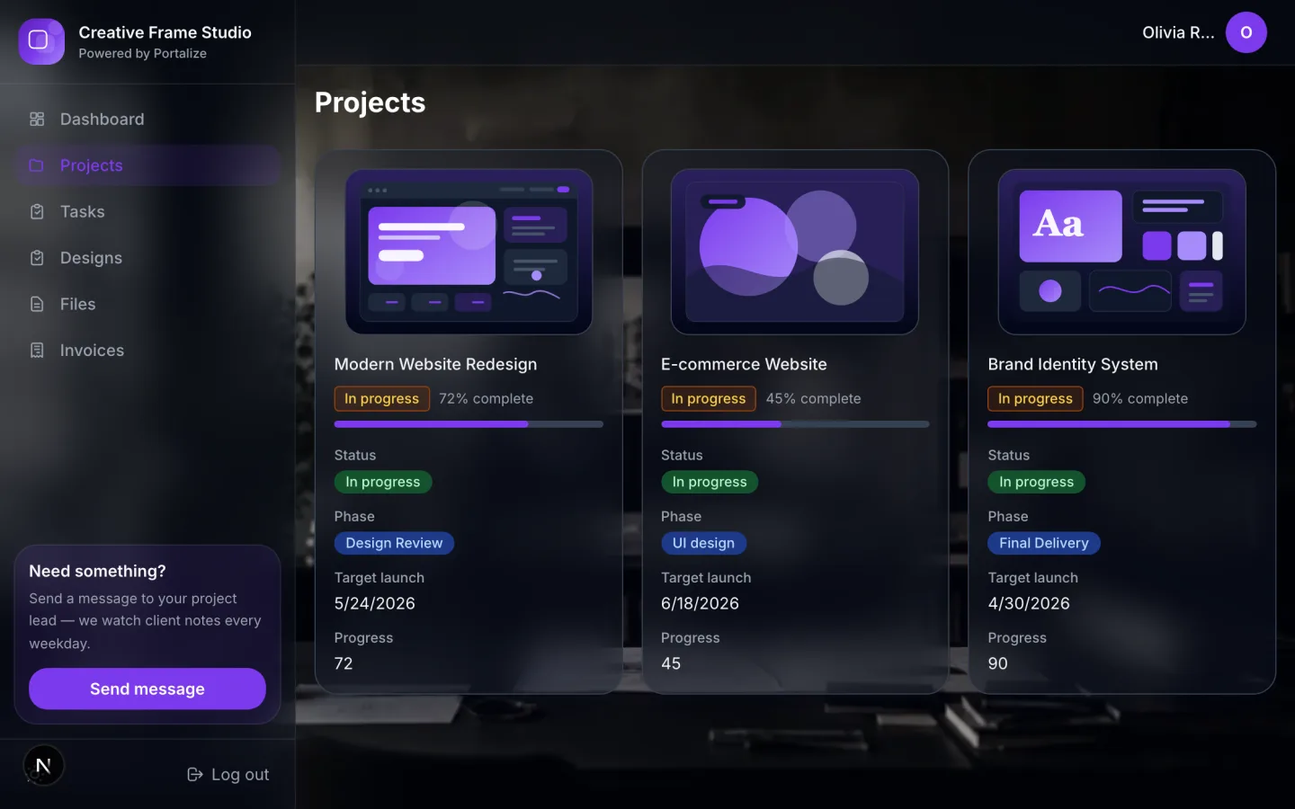 Web & Design Studio client portal preview